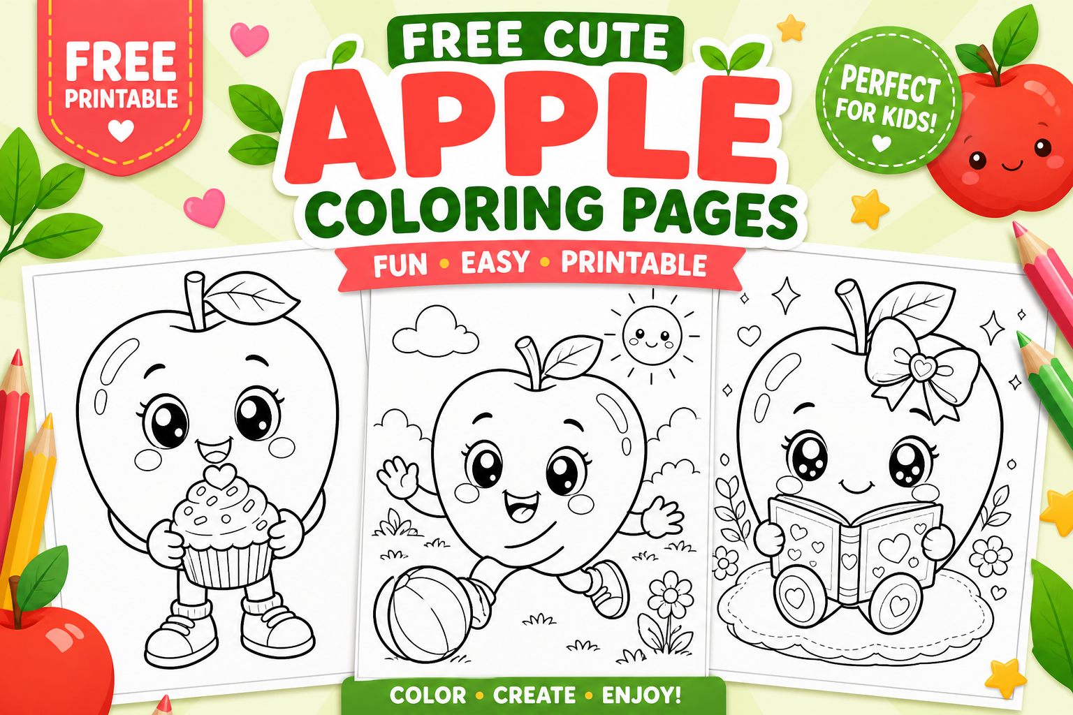 Free Apple Coloring Pages