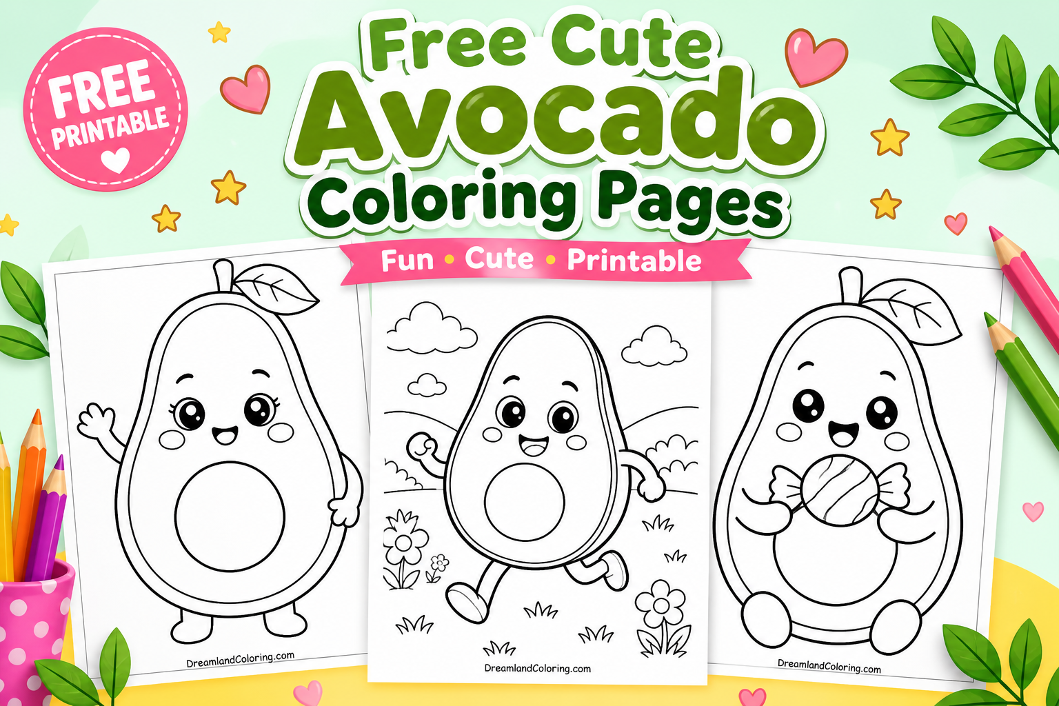 Free Avocado Coloring Pages